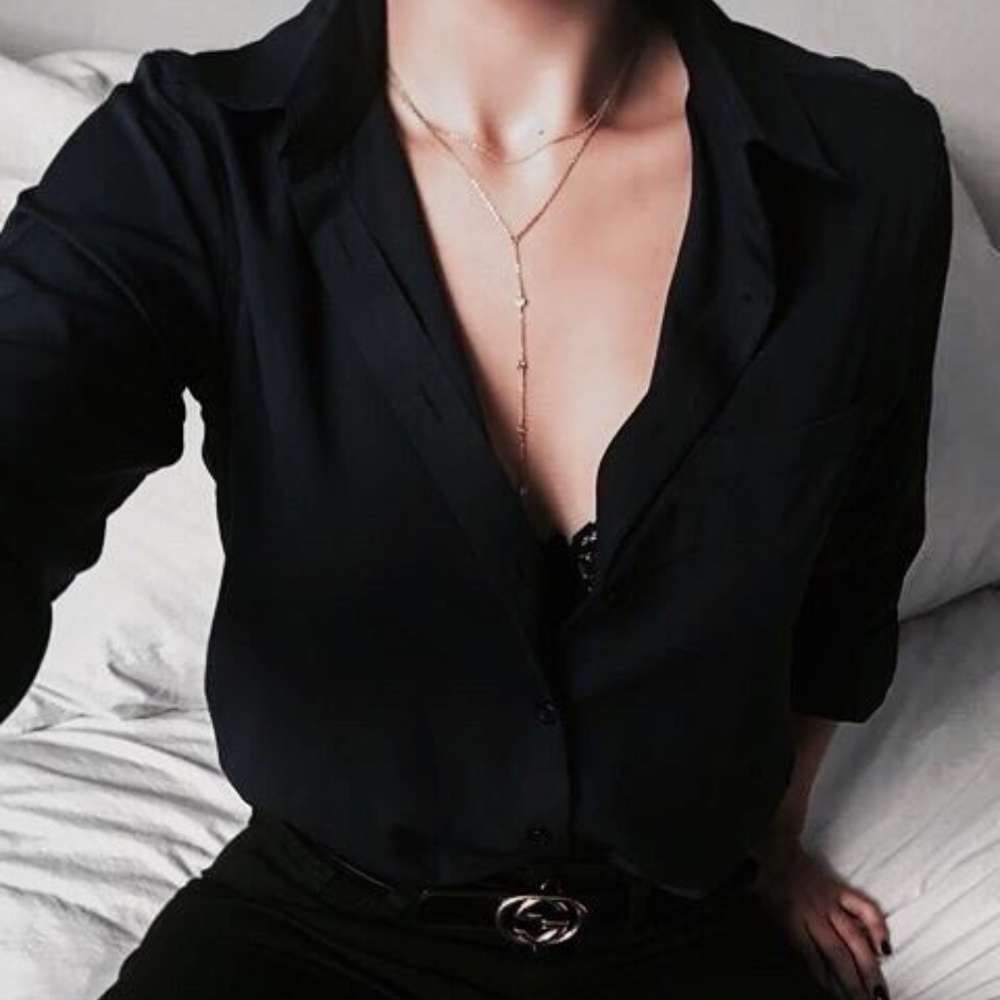 H&M Black Button-Up Shirt